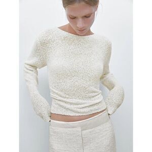 Massimo Dutti Womens Sweater Size XS Ecru Pullover Lightweight 5749/555 NWOT